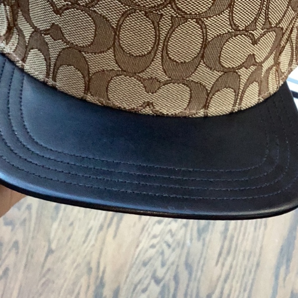 Coach Tan and Brown Signature C and Leather Cap - Picture 6 of 6